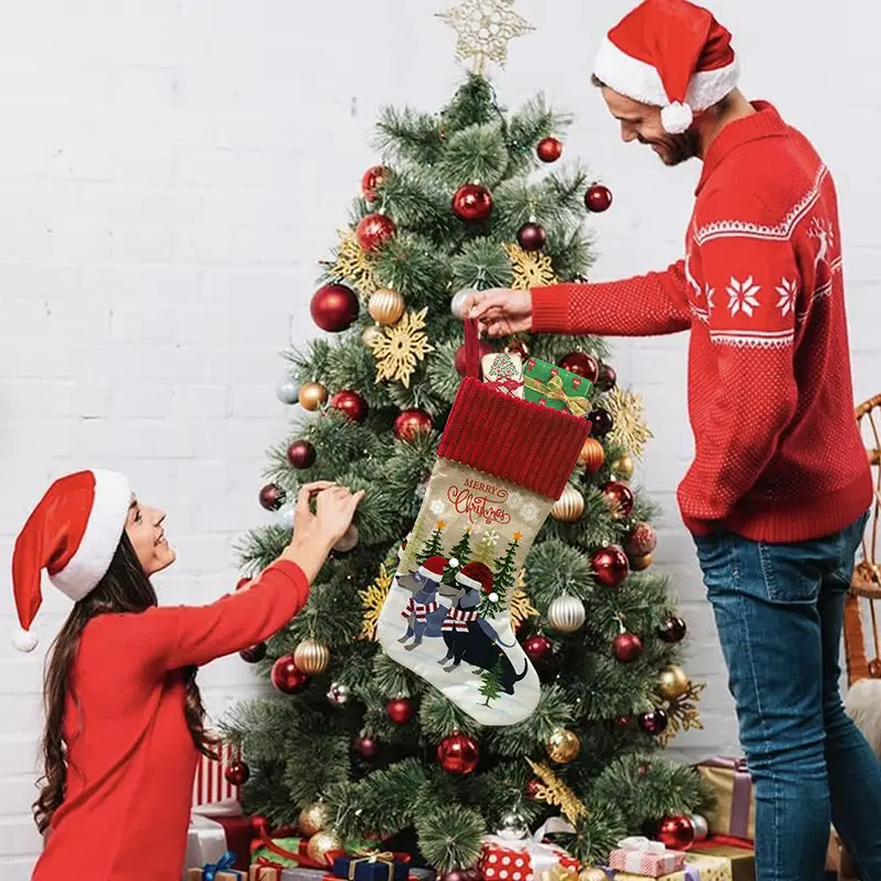 2025 Cross-Border Christmas Pet Stocking with Tree & Dog Design — feature 38