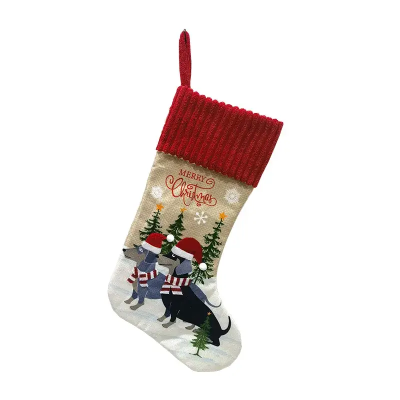 2025 Cross-Border Christmas Pet Stocking with Tree & Dog Design - Image 2