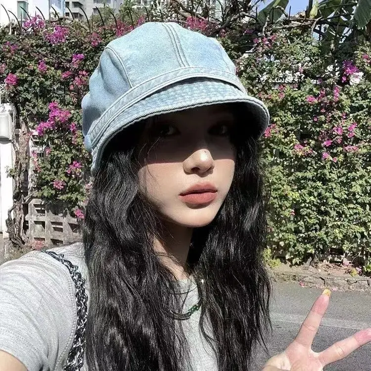 Women Blue Denim Duck Tongue Hat Spring Summer - Image 4