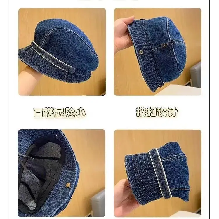 Women Blue Denim Duck Tongue Hat Spring Summer - Image 6