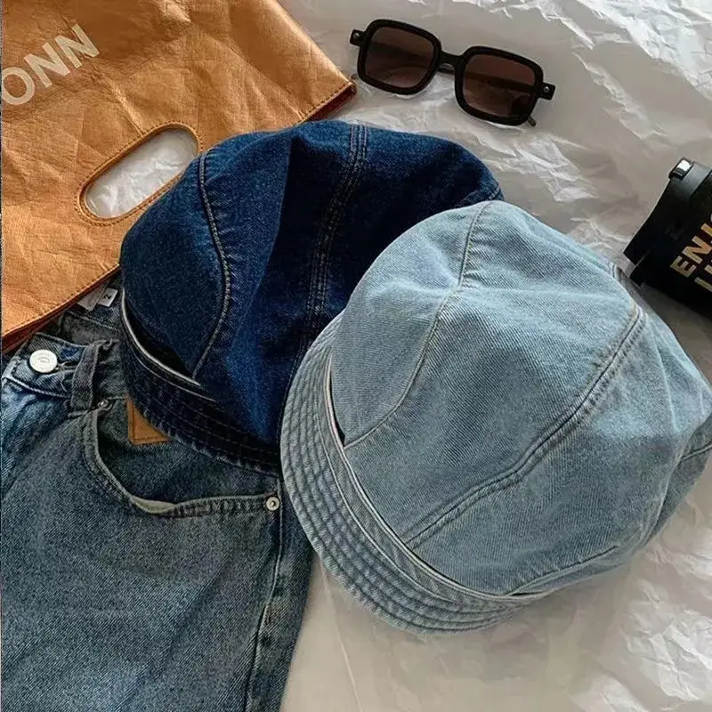 Women Blue Denim Duck Tongue Hat Spring Summer — feature 4