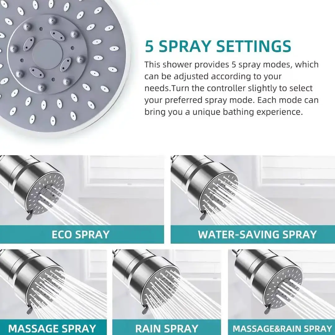 Cross-border new products foreign trade Amazon water purifier 20-layer filter concealed shower head multifunctional integrated shower head - Image 5