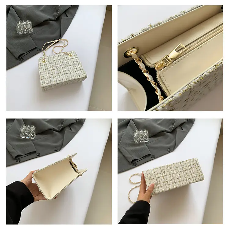 Women Plaid Woolen Shoulder Bag Chain 2024 Spring Summer — feature 10