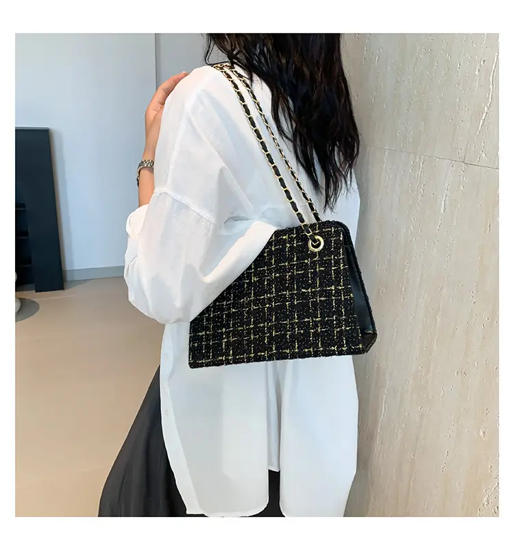 Women Plaid Woolen Shoulder Bag Chain 2024 Spring Summer — feature 17