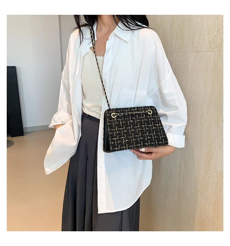 Women Plaid Woolen Shoulder Bag Chain 2024 Spring Summer — feature 18