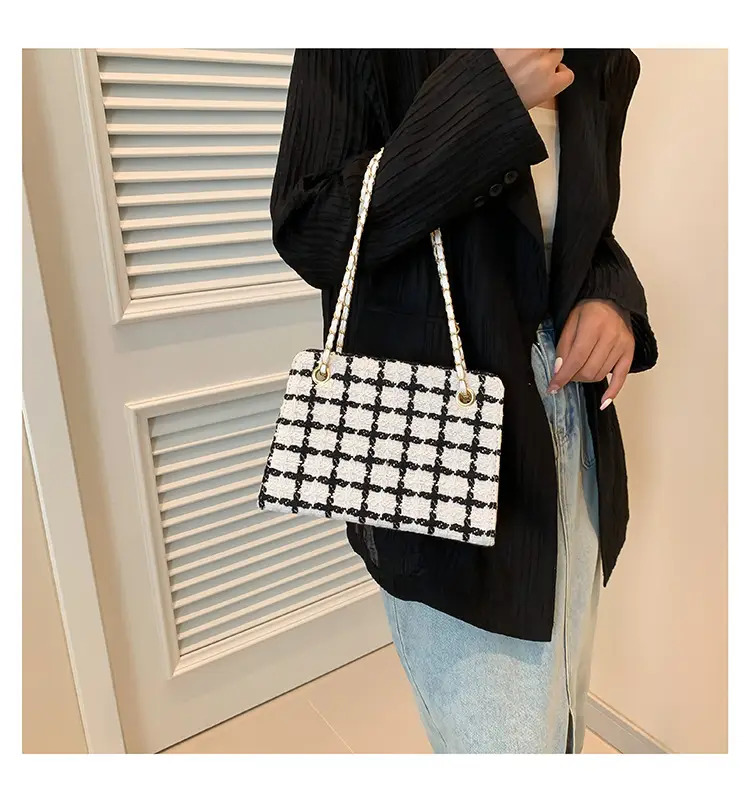 Women Plaid Woolen Shoulder Bag Chain 2024 Spring Summer — feature 19