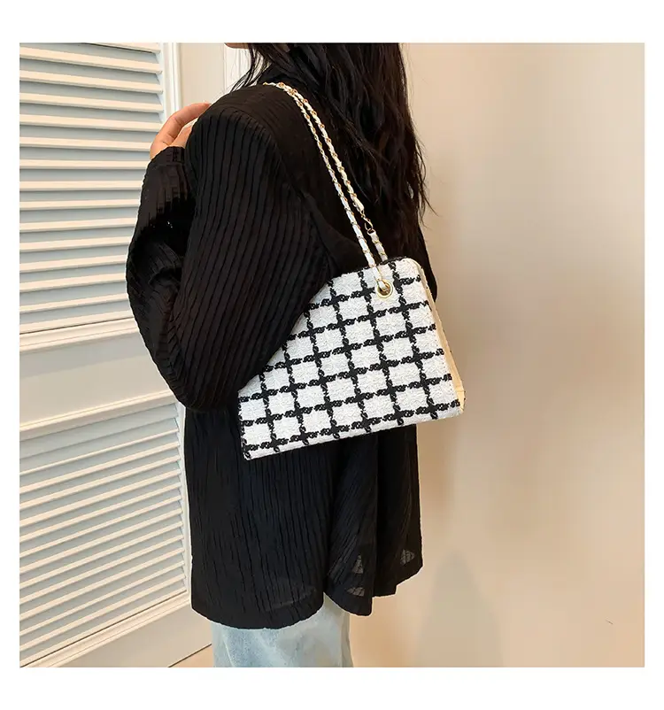 Women Plaid Woolen Shoulder Bag Chain 2024 Spring Summer — feature 21