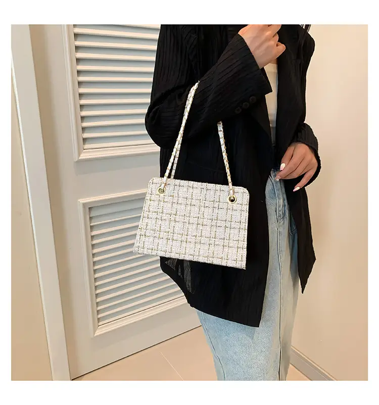 Women Plaid Woolen Shoulder Bag Chain 2024 Spring Summer — feature 23