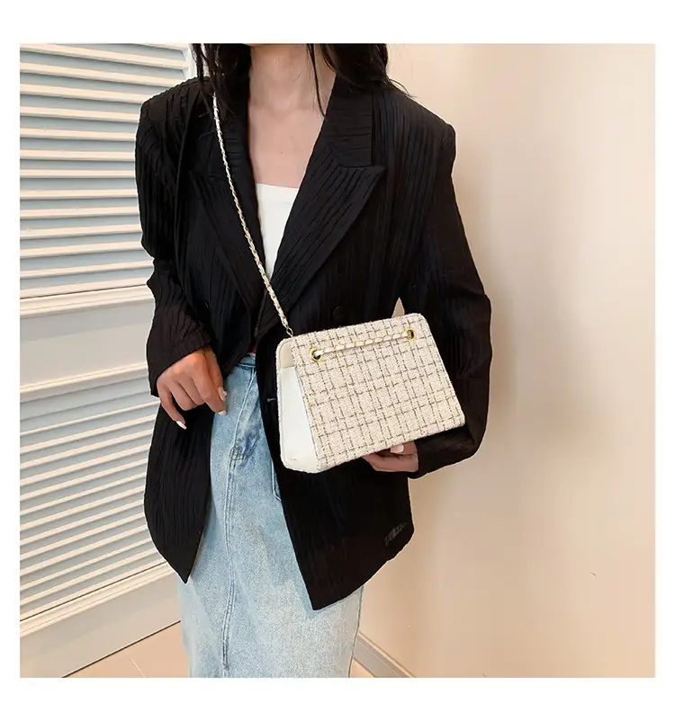 Women Plaid Woolen Shoulder Bag Chain 2024 Spring Summer — feature 24