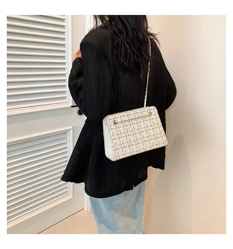 Women Plaid Woolen Shoulder Bag Chain 2024 Spring Summer — feature 25
