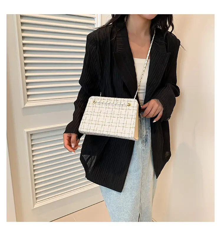 Women Plaid Woolen Shoulder Bag Chain 2024 Spring Summer — feature 26