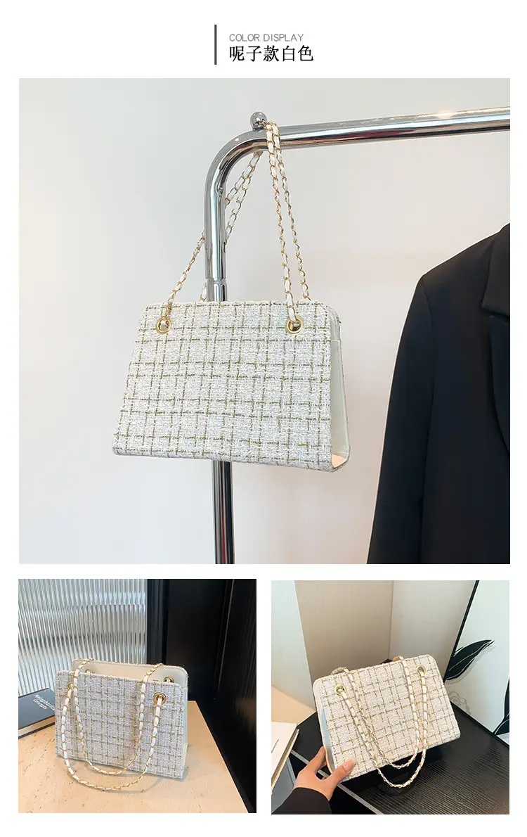 Women Plaid Woolen Shoulder Bag Chain 2024 Spring Summer — feature 28