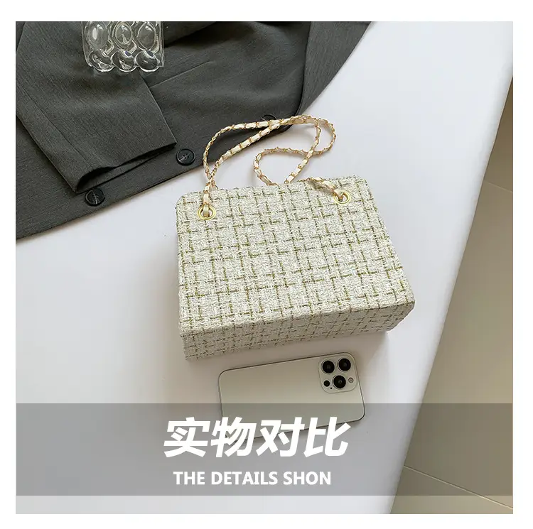 Women Plaid Woolen Shoulder Bag Chain 2024 Spring Summer — feature 7