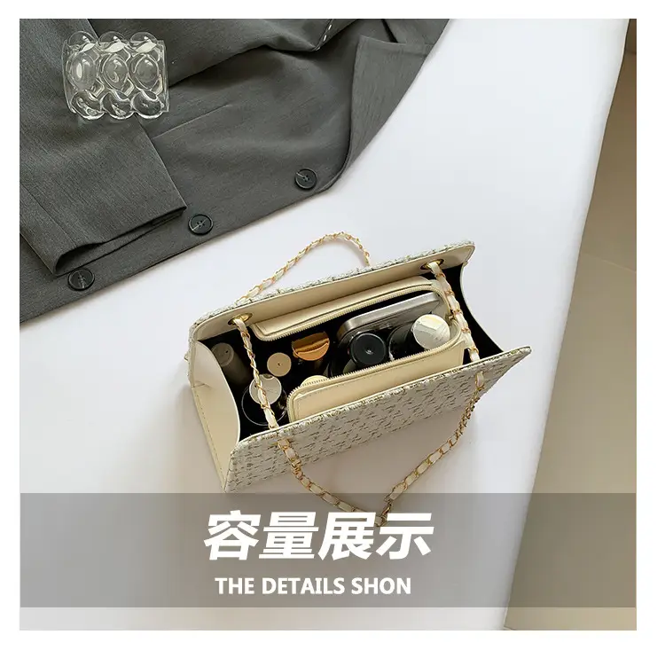 Women Plaid Woolen Shoulder Bag Chain 2024 Spring Summer — feature 8