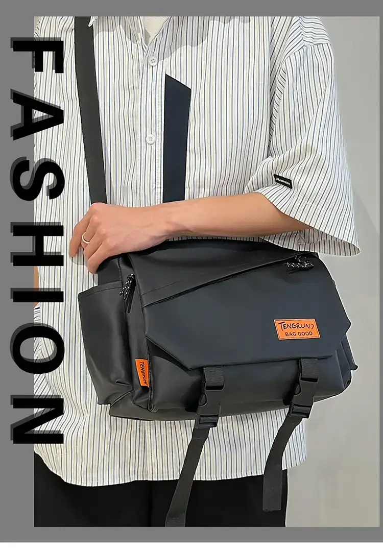 Ins College Student Shoulder Bag Black Harajuku Messenger — feature 1