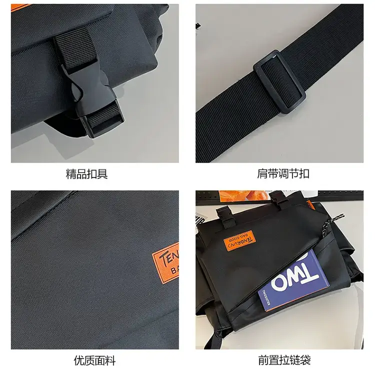 Ins College Student Shoulder Bag Black Harajuku Messenger — feature 14