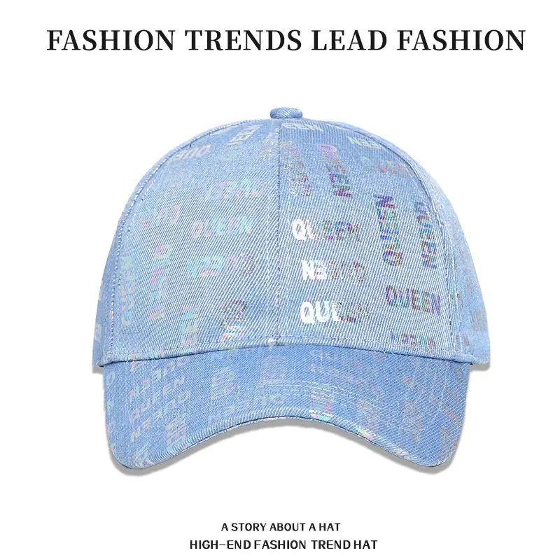 Women Queen English Baseball Cap Blue Letter Hot Stamp - Image 4