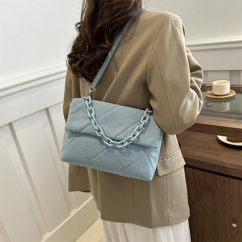 Women's Black Quilted Chain Shoulder Bag 2024 - Image 5