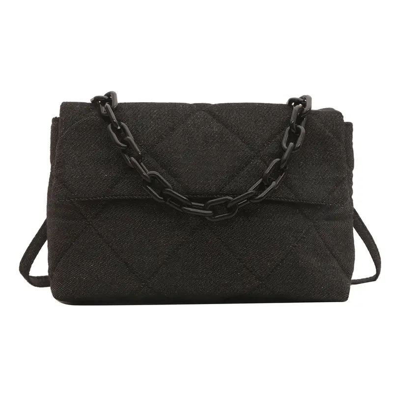 Women's Black Quilted Chain Shoulder Bag 2024 - Image 8