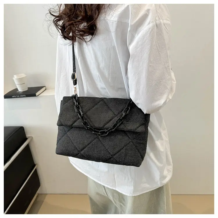 Women's Black Quilted Chain Shoulder Bag 2024 — feature 17