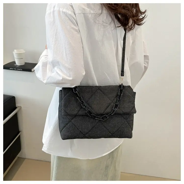 Women's Black Quilted Chain Shoulder Bag 2024 — feature 18