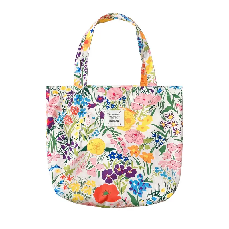 Ins Summer Floral Shoulder Bag Large Capacity Western Style Canvas Bag Female Student Class Book Bag Shopping Bag - Image 22