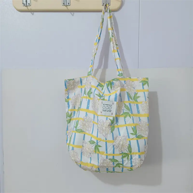 Ins Summer Floral Shoulder Bag Large Capacity Western Style Canvas Bag Female Student Class Book Bag Shopping Bag β feature 47