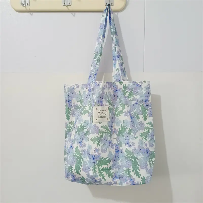 Ins Summer Floral Shoulder Bag Large Capacity Western Style Canvas Bag Female Student Class Book Bag Shopping Bag β feature 48