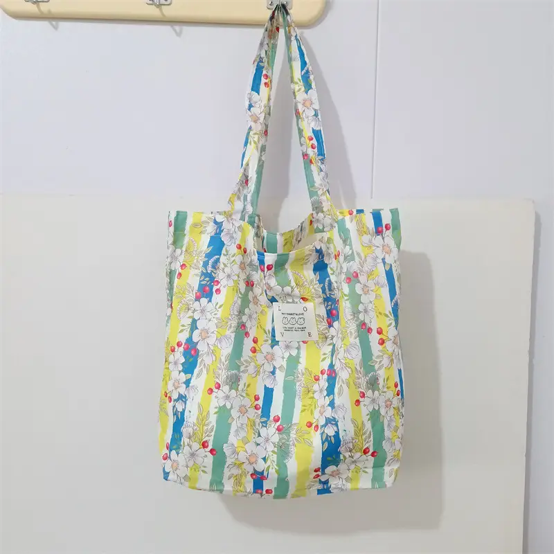 Ins Summer Floral Shoulder Bag Large Capacity Western Style Canvas Bag Female Student Class Book Bag Shopping Bag β feature 49