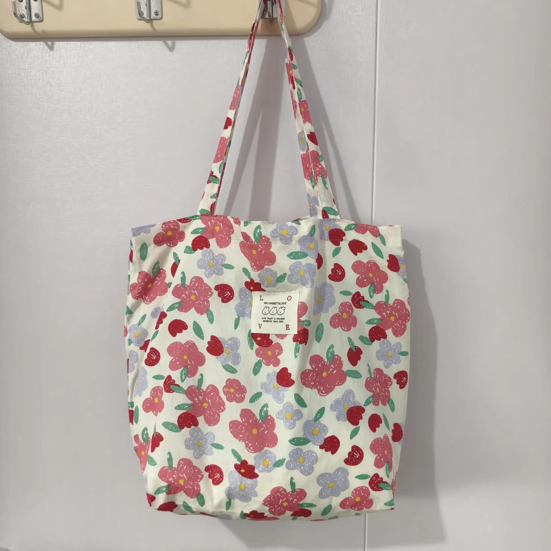 Ins Summer Floral Shoulder Bag Large Capacity Western Style Canvas Bag Female Student Class Book Bag Shopping Bag - Image 13