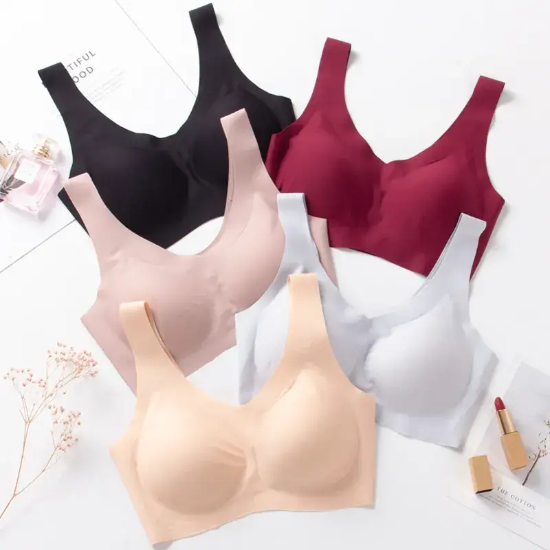 Japanese Seamless Underwear for Women, Latex, Sleep Bra, Ice Silk, Gathered - Image 10