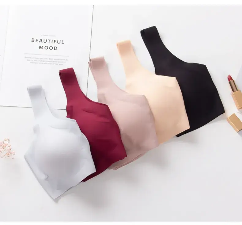 Japanese Seamless Underwear for Women, Latex, Sleep Bra, Ice Silk, Gathered — feature 7