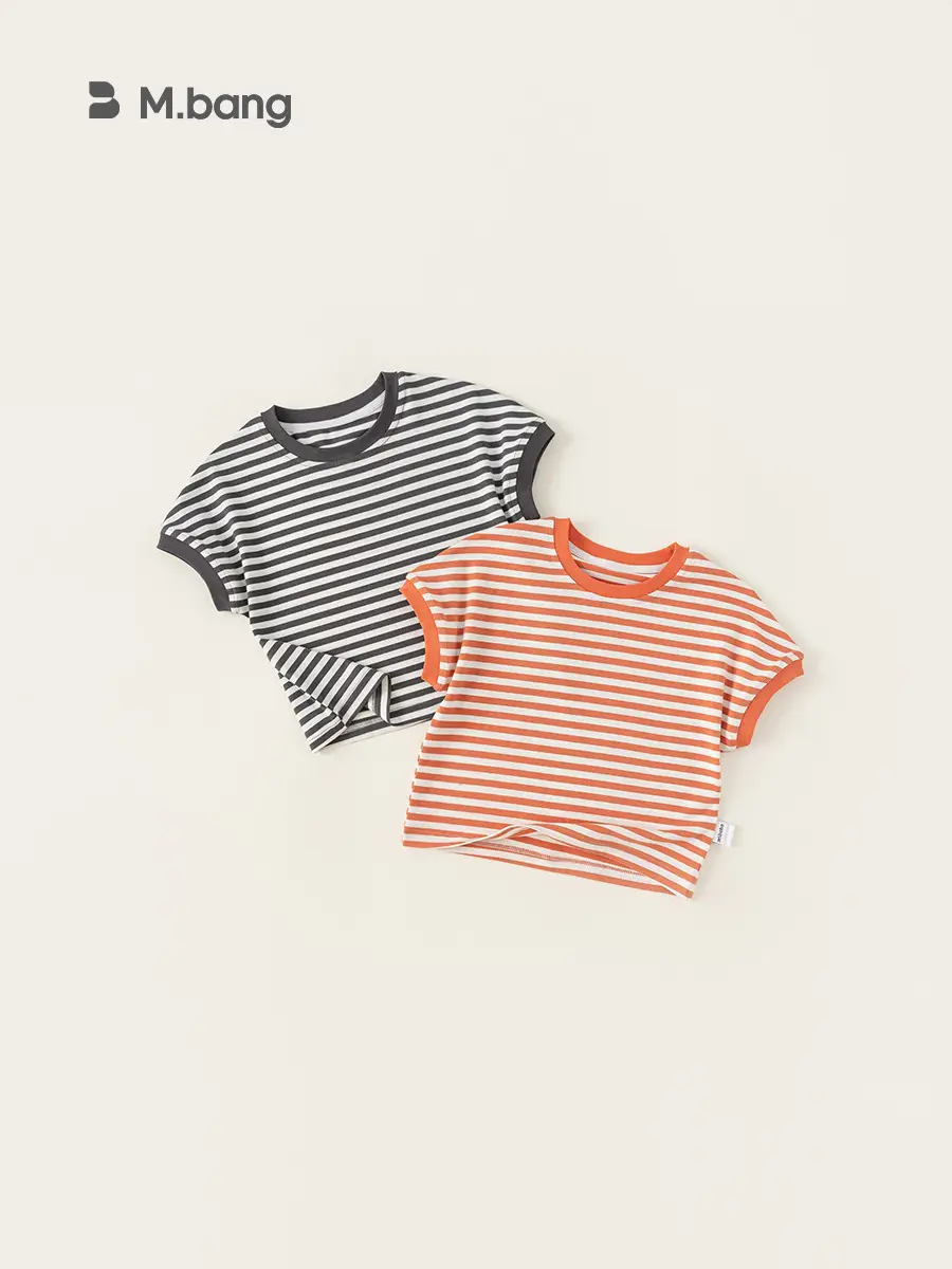 Boy's Orange Striped Short Sleeve T-Shirt - Image 3