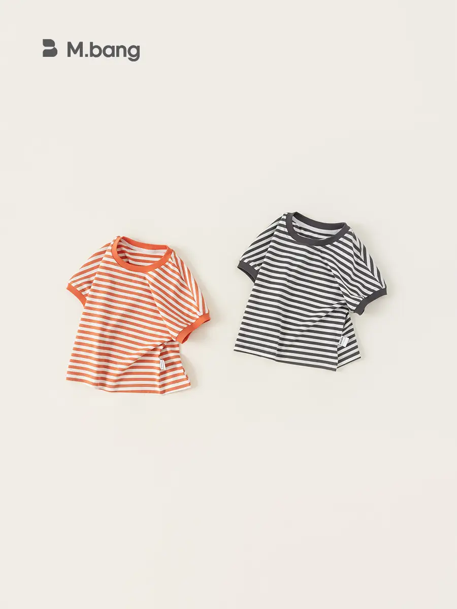 Boy's Orange Striped Short Sleeve T-Shirt - Image 4