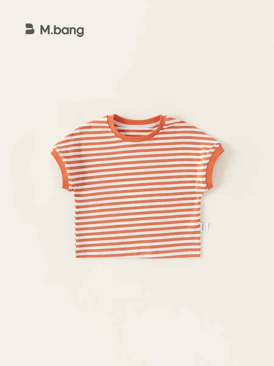 Boy's Orange Striped Short Sleeve T-Shirt - Image 5