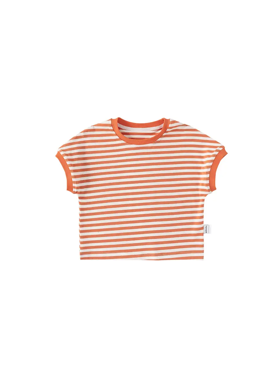 Boy's Orange Striped Short Sleeve T-Shirt - Image 7