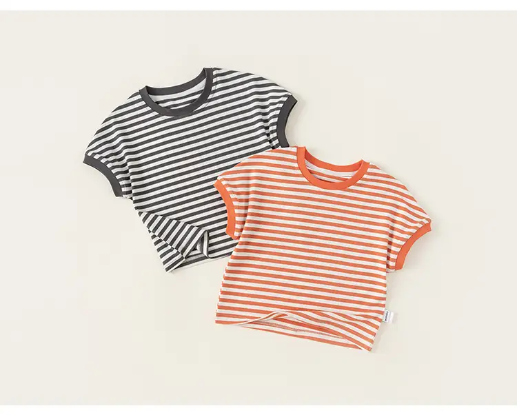 Boy's Orange Striped Short Sleeve T-Shirt — feature 14