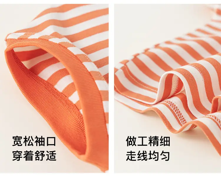 Boy's Orange Striped Short Sleeve T-Shirt — feature 9