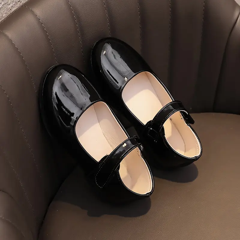 Girls Leather Shoes Black College Children's Leather Shoes Small Shoes Chorus Performance Princess Students Soft Sole Single Shoes School Shoes