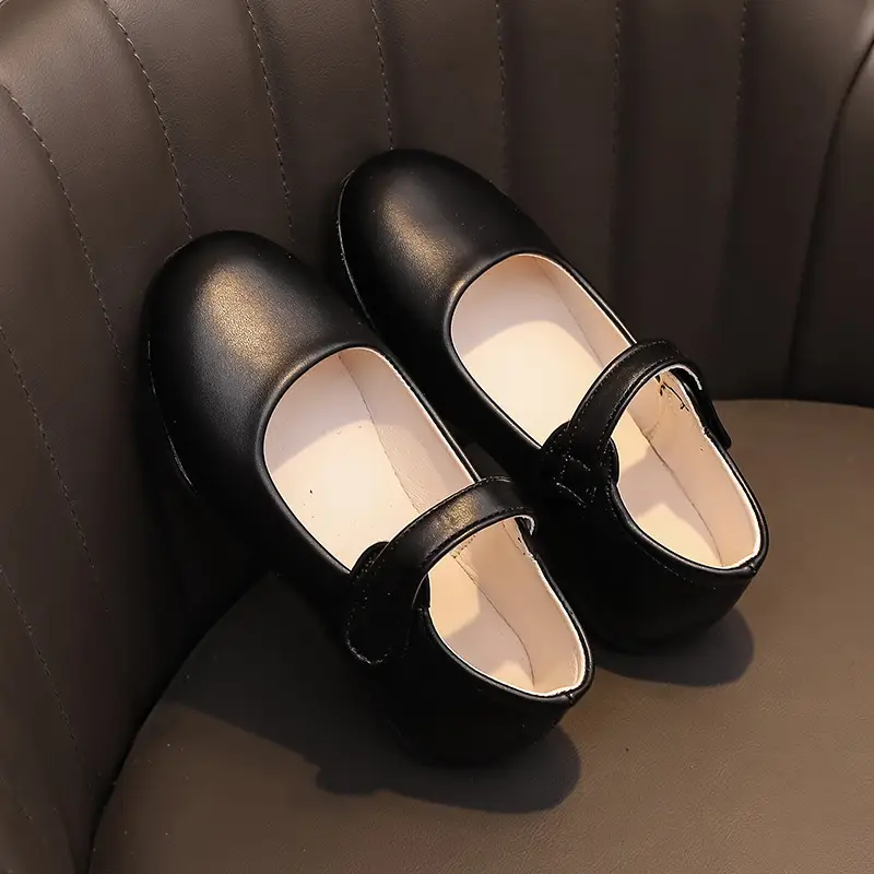 Girls Leather Shoes Black College Children's Leather Shoes Small Shoes Chorus Performance Princess Students Soft Sole Single Shoes School Shoes