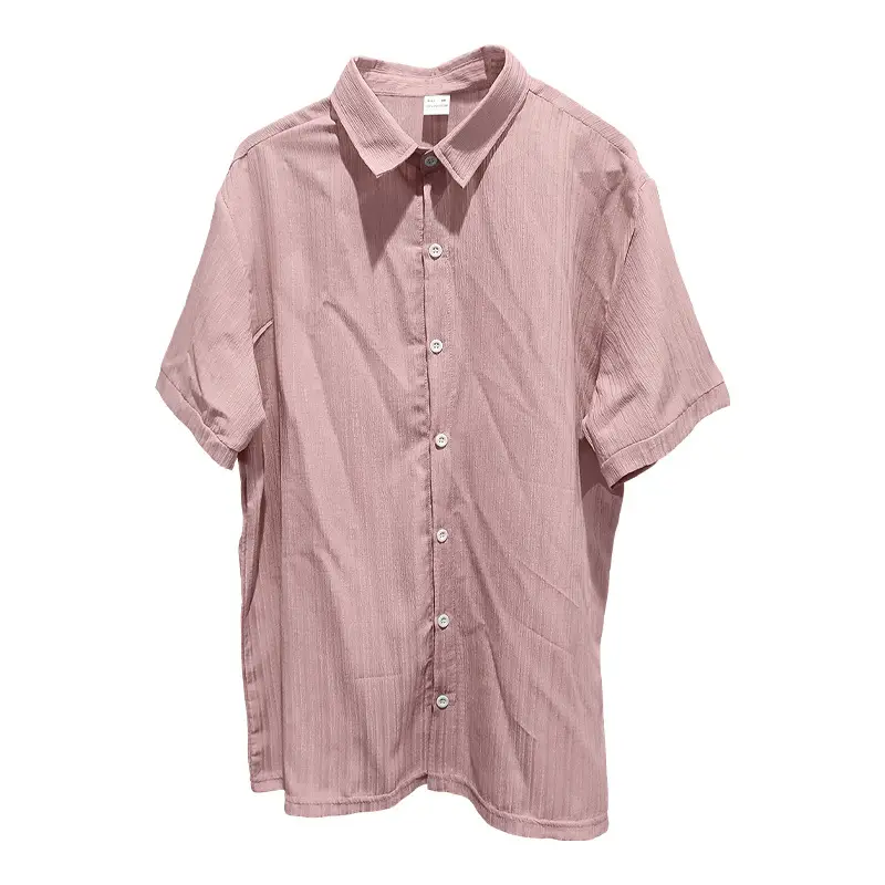 Men's Maroon Short Sleeve Shirt with Button Front — feature 11