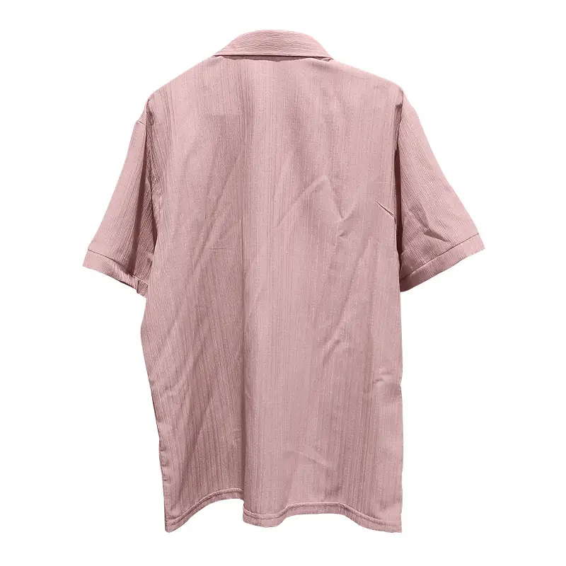 Men's Maroon Short Sleeve Shirt with Button Front — feature 12