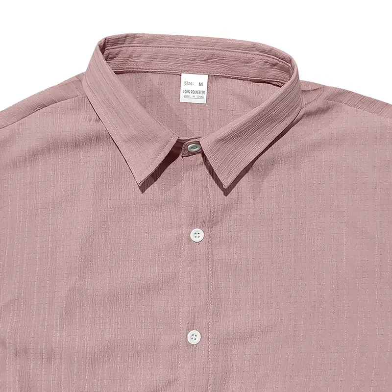 Men's Maroon Short Sleeve Shirt with Button Front — feature 13