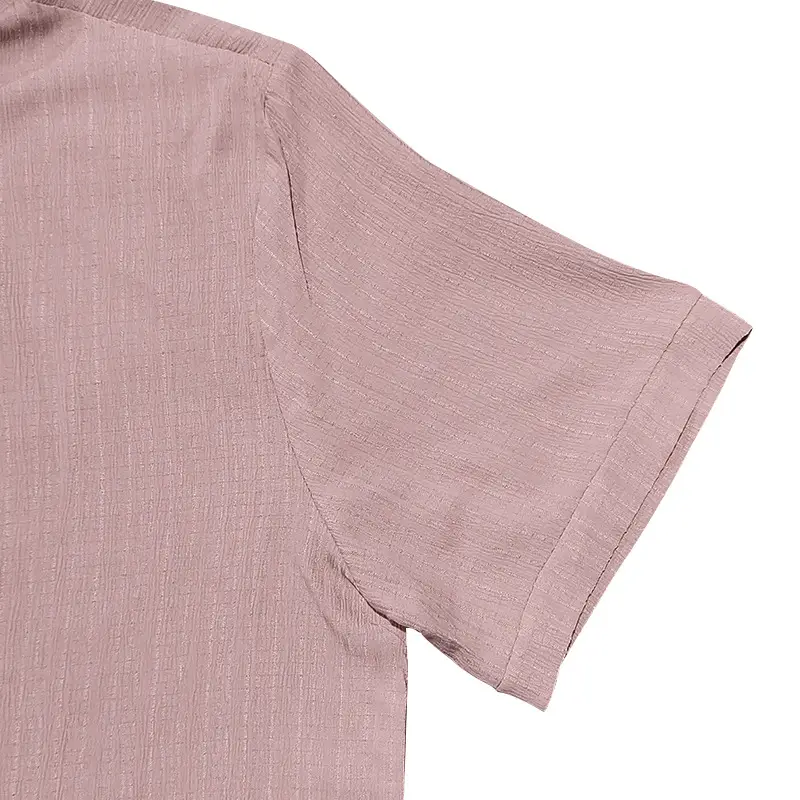 Men's Maroon Short Sleeve Shirt with Button Front — feature 14
