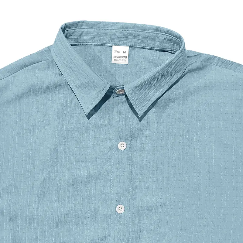 Men's Maroon Short Sleeve Shirt with Button Front — feature 26