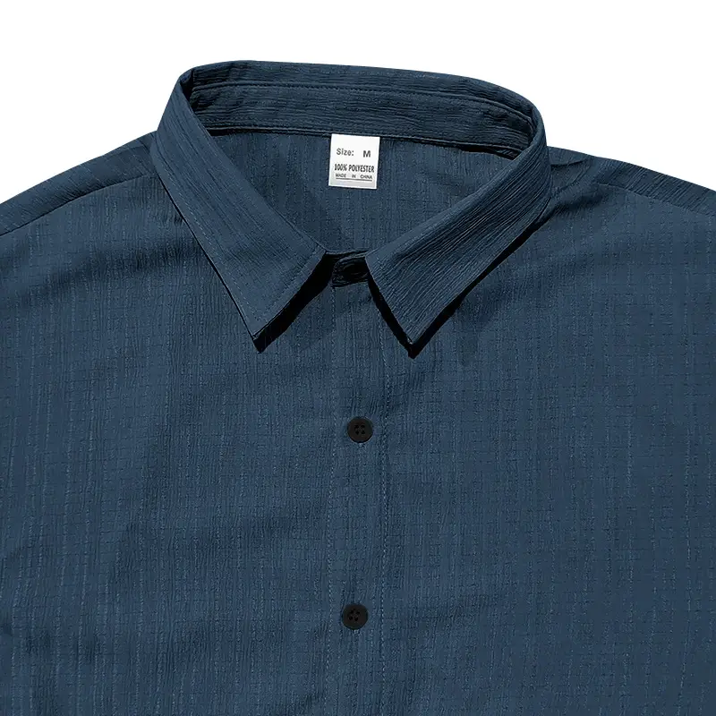 Men's Maroon Short Sleeve Shirt with Button Front — feature 9