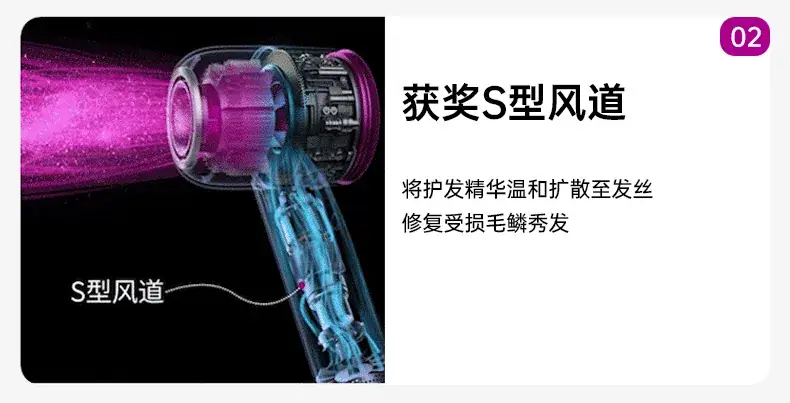 Purple Hair Dryer with Negative Ion Technology — feature 5