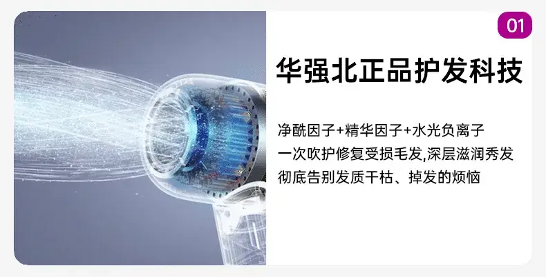 Purple Hair Dryer with Negative Ion Technology — feature 6