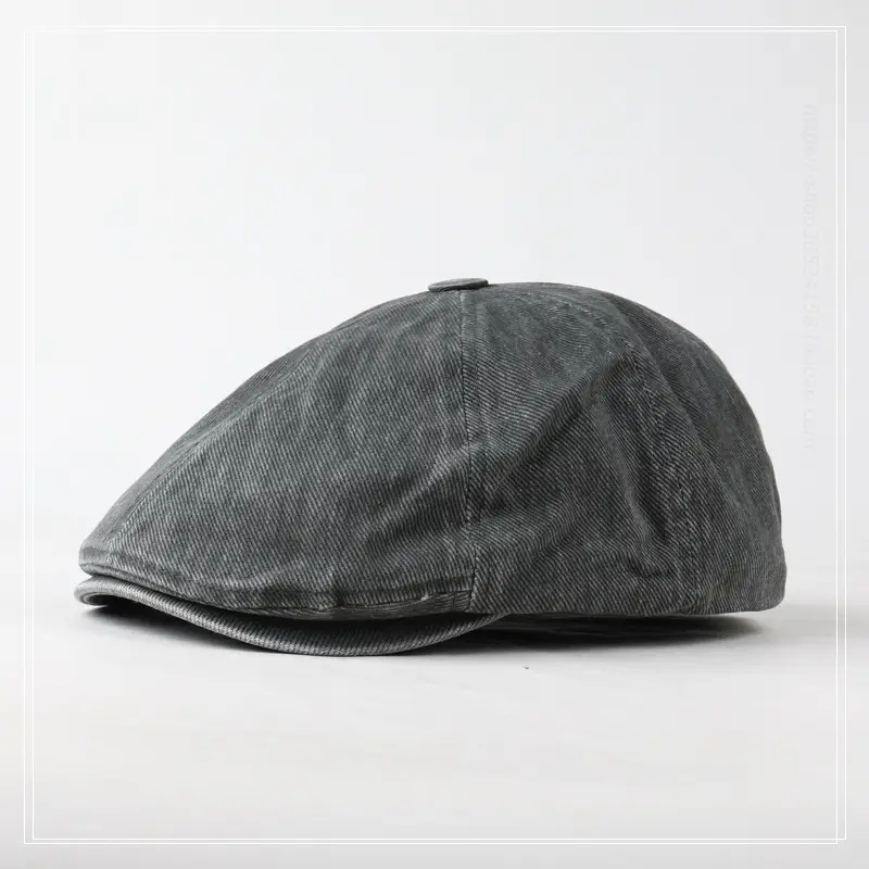 Washed Denim Cotton Octagonal Cap Forward Vintage Cap — feature 10