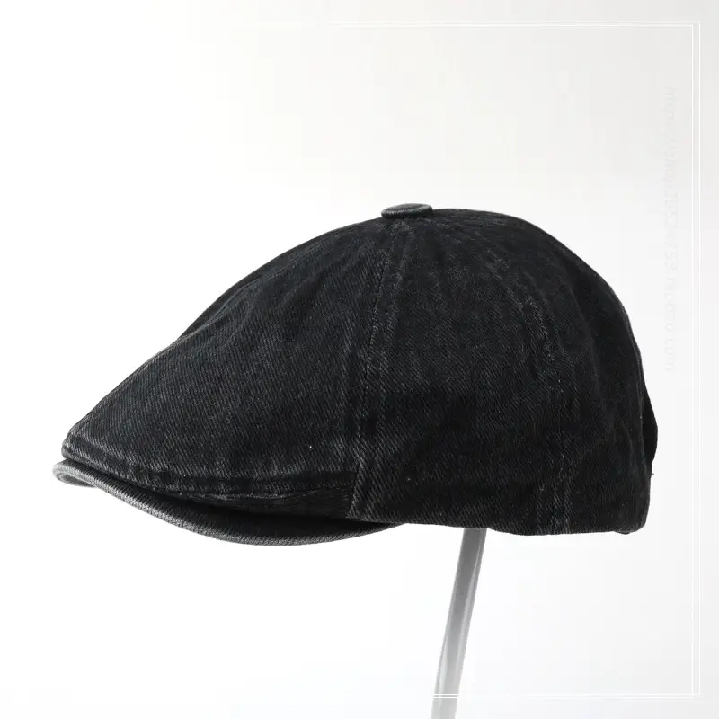 Washed Denim Cotton Octagonal Cap Forward Vintage Cap — feature 2
